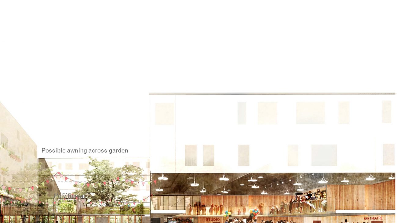 Early artist's impression of what the new Albany building might look, viewed from Douglas Way