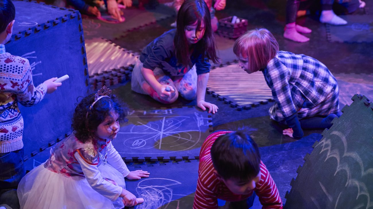 Production photo of Chit Chat Chalk from their 2018 tour. Photography by Gary Cook.