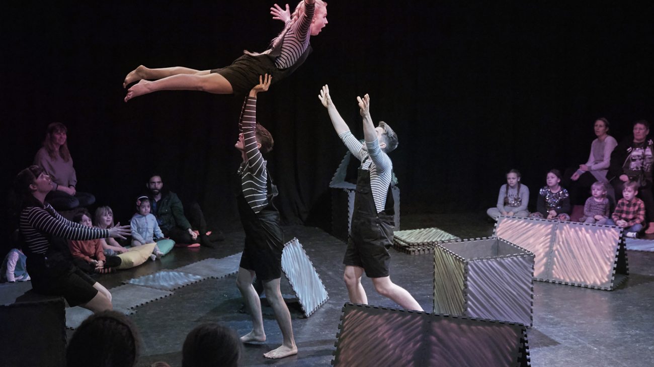 Production photo of Chit Chat Chalk from their 2018 tour. Photography by Gary Cook.