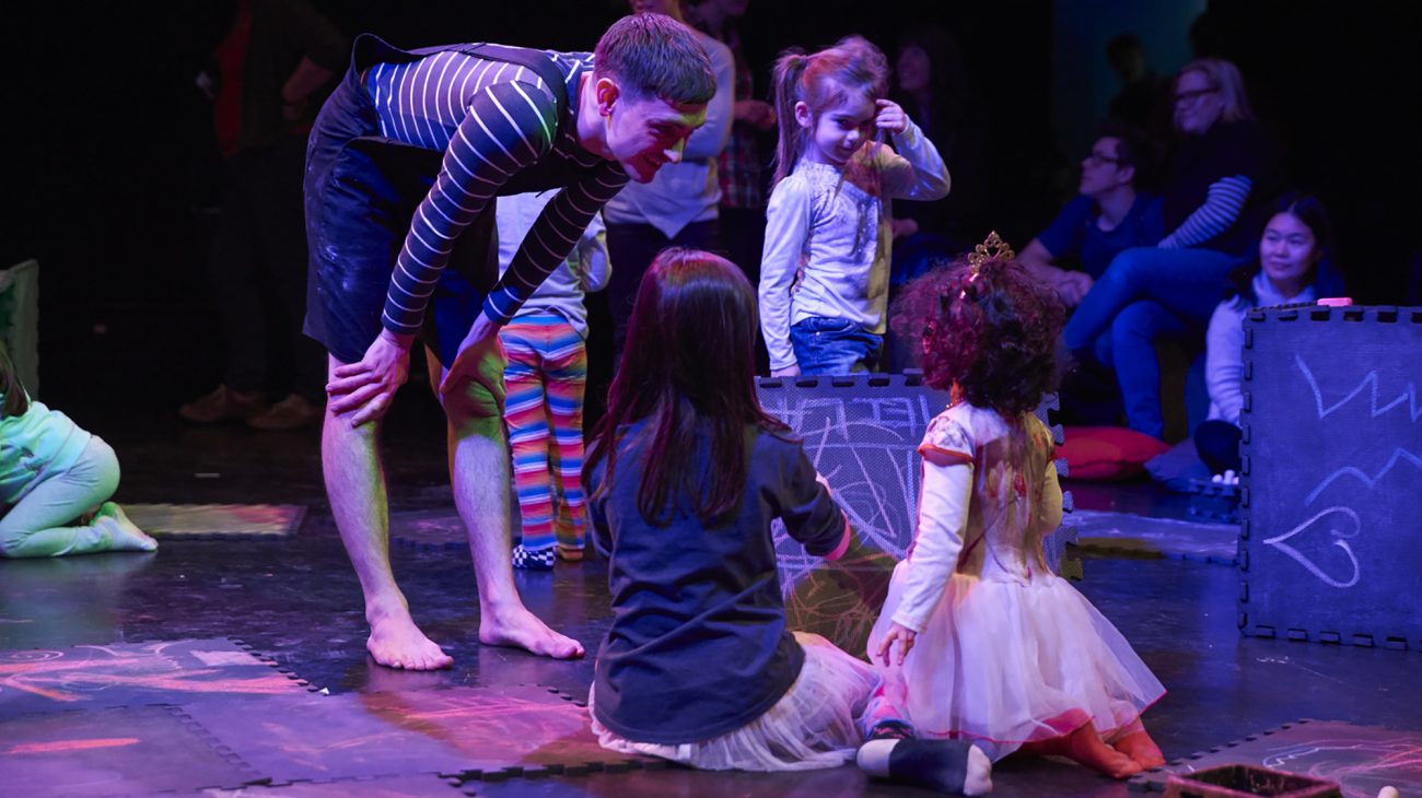 Production photo of Chit Chat Chalk from their 2018 tour. Photography by Gary Cook.
