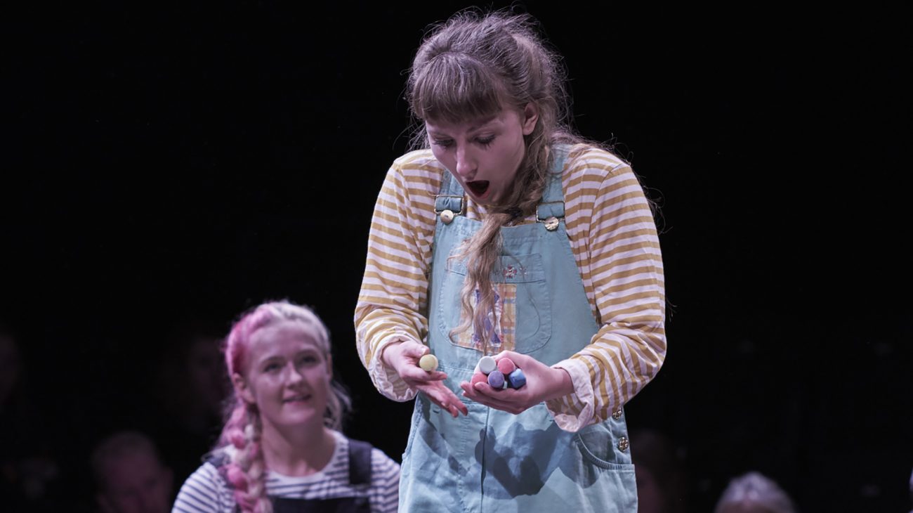 Production photo of Chit Chat Chalk from their 2018 tour. Photography by Gary Cook.