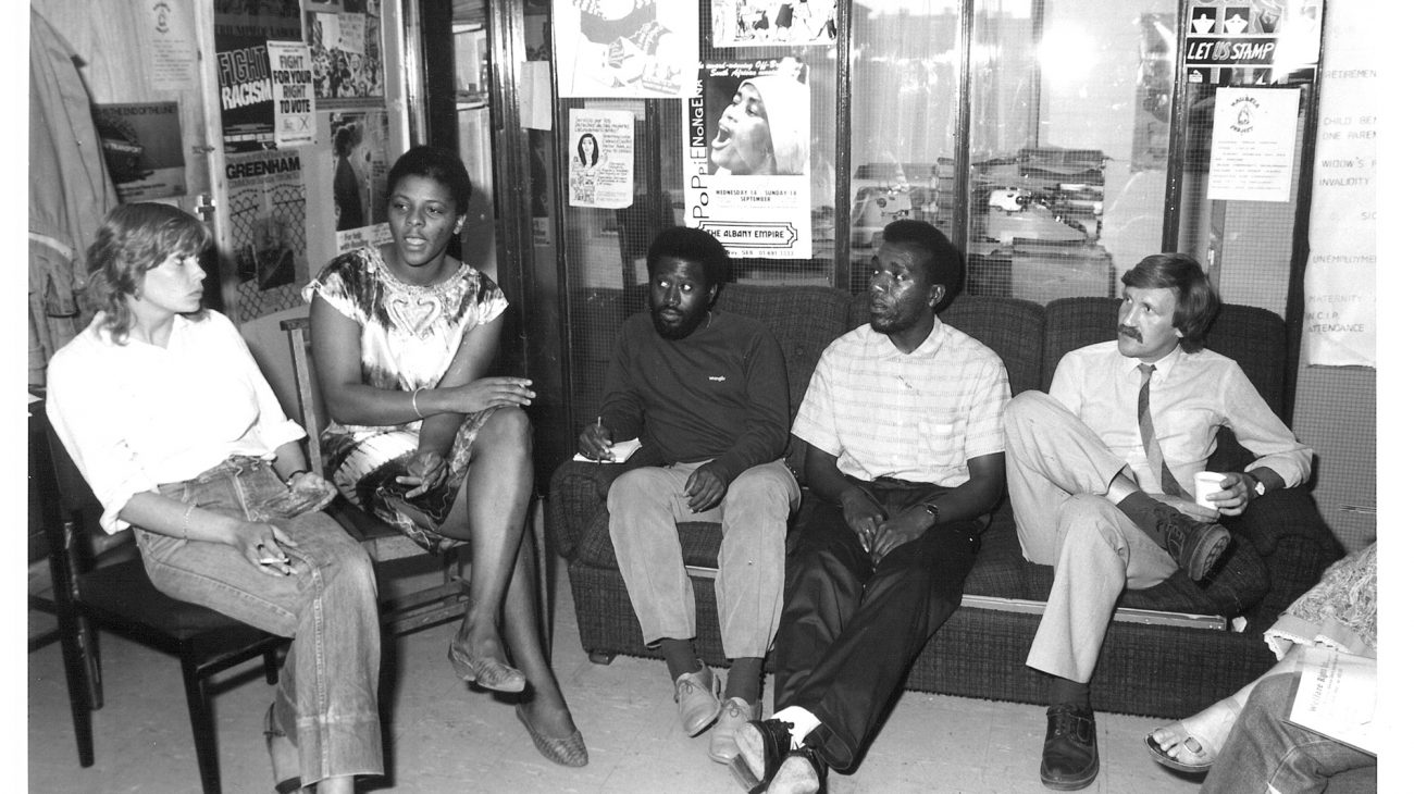 Community members in the 'new' Albany building. 