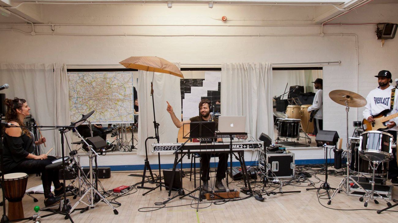 Band japes during rehearsals. Photo by Holly Revell.