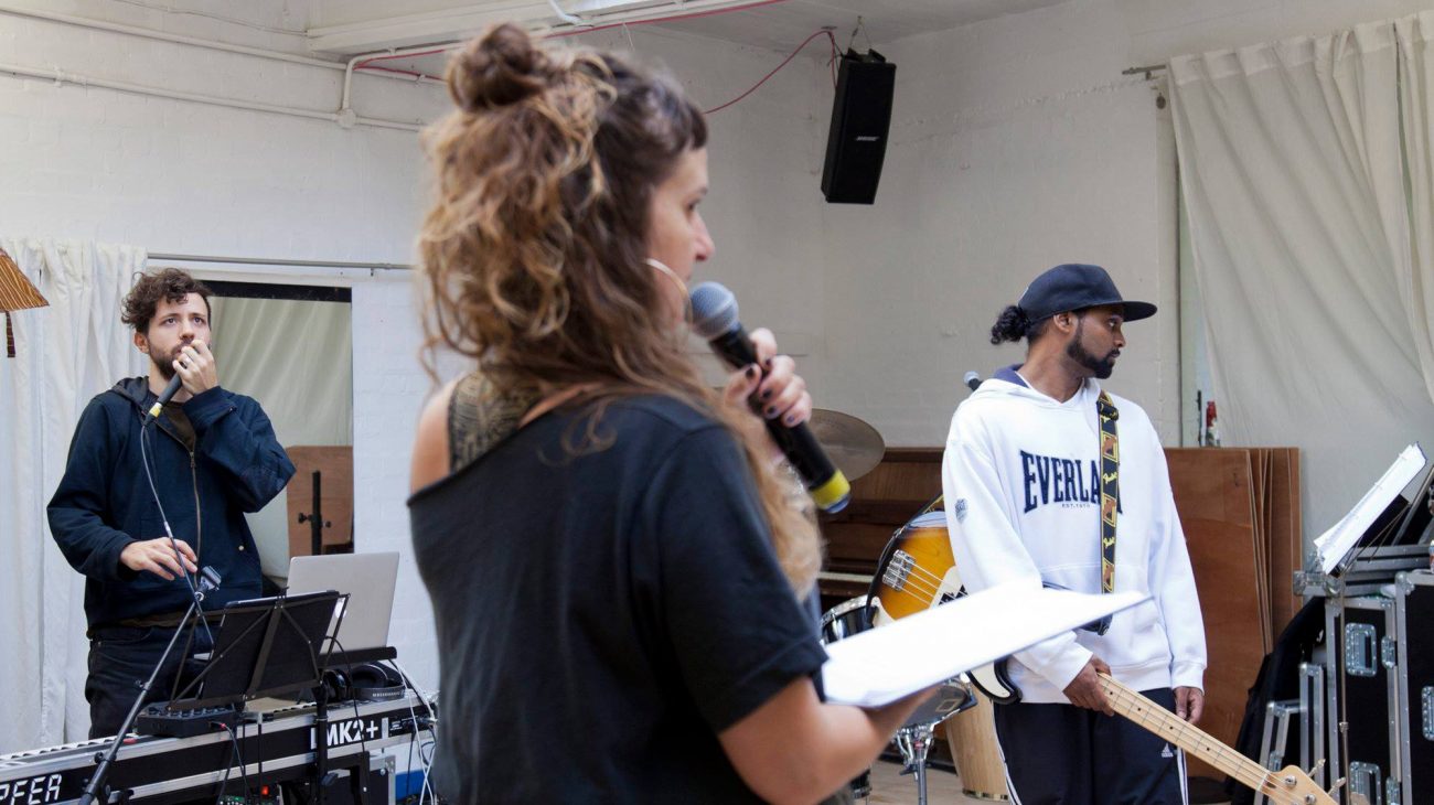 Annie Siddons, Dennis of Penge rehearsals. Photo by Holly Revell.