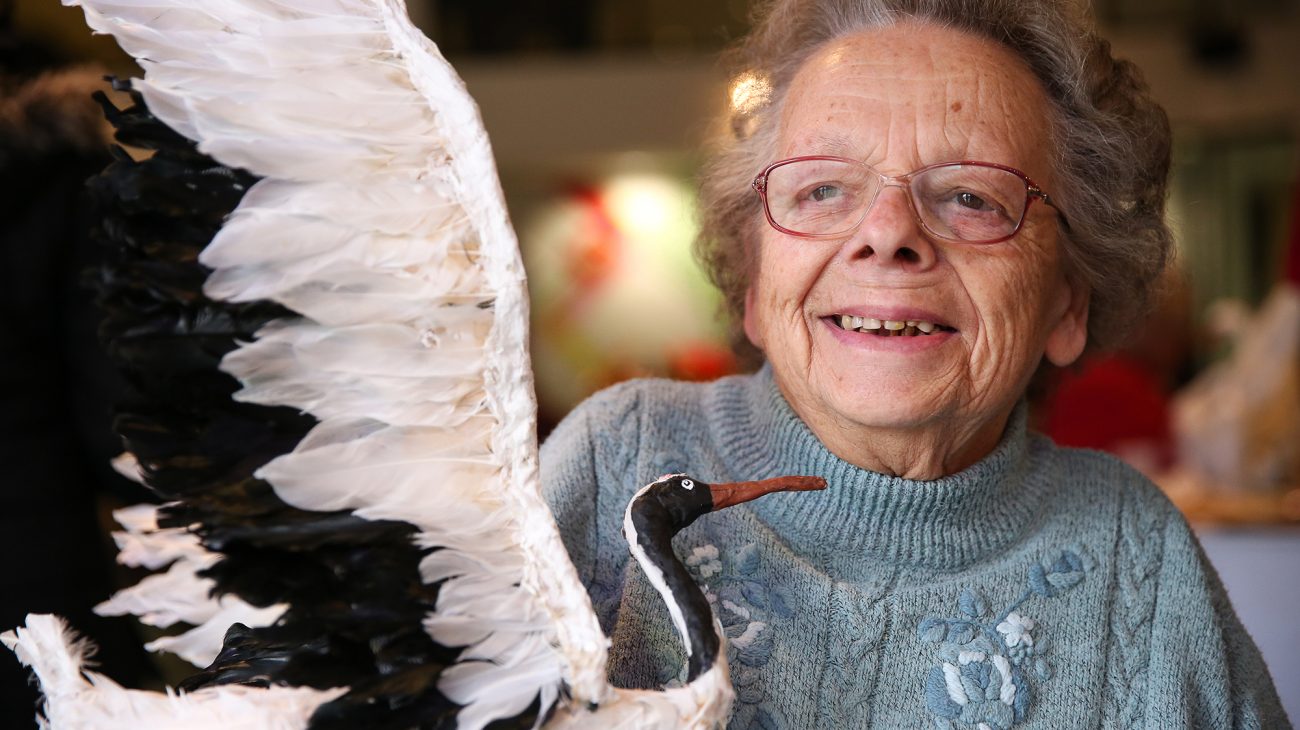 A Meet Me at the Albany member with one of her creations. Photo Roswitha Chesher.