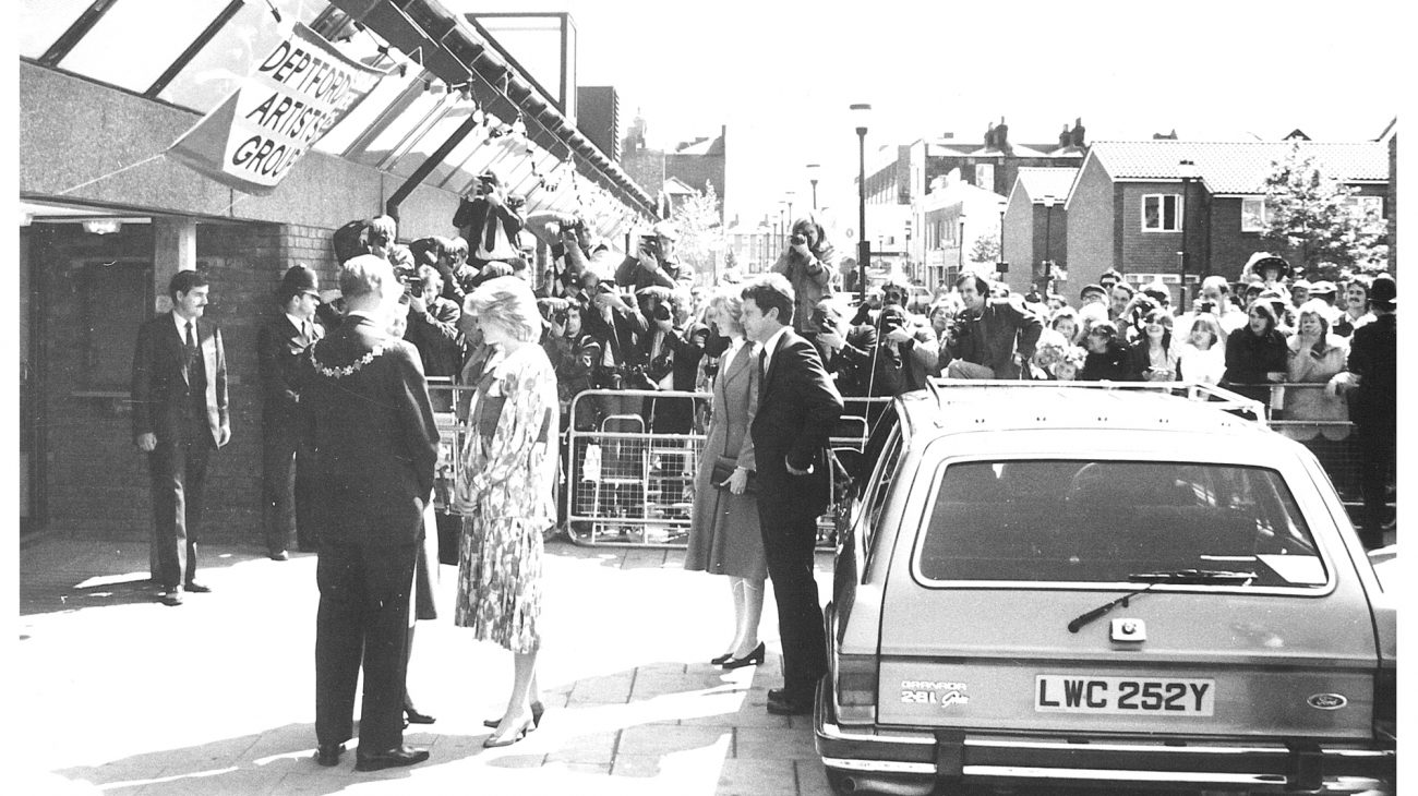 Princess Diana at the Albany entrance.