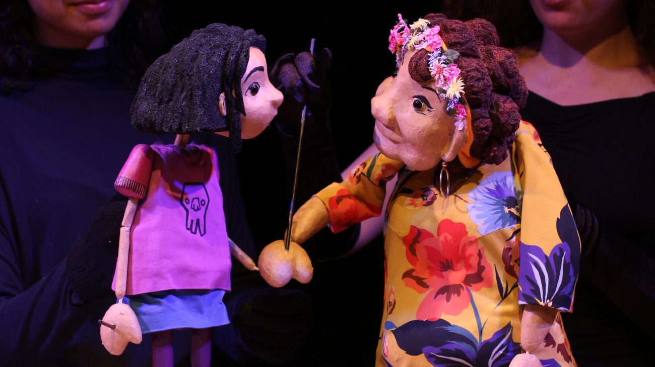Jacina and her grandma. Stories on a String production shot.