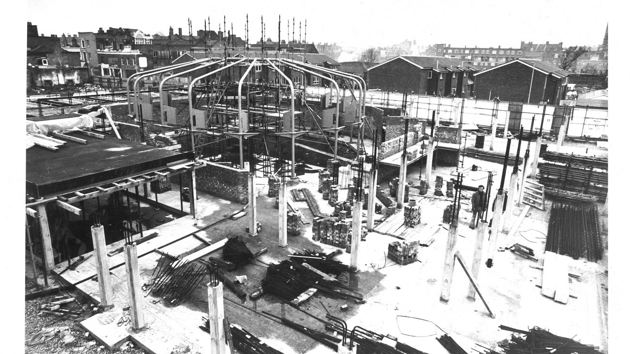 The Albany construction site in approximately 1982. 