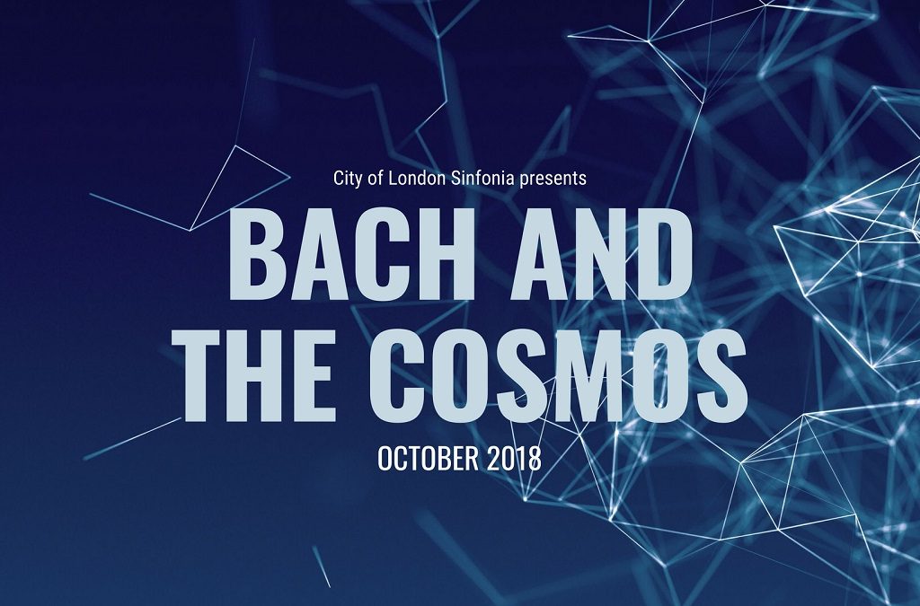 Blue background with City of London Sinfonio presents Back and the Cosmos on it.