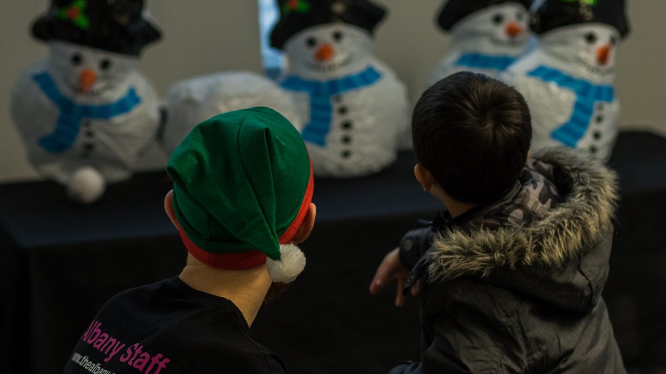 Lining up a shot on the Snowman Shy.
