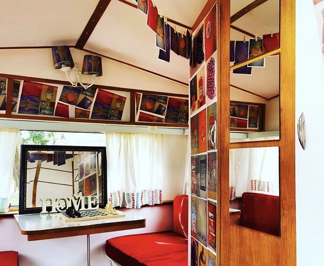 Inside the vintage caravan