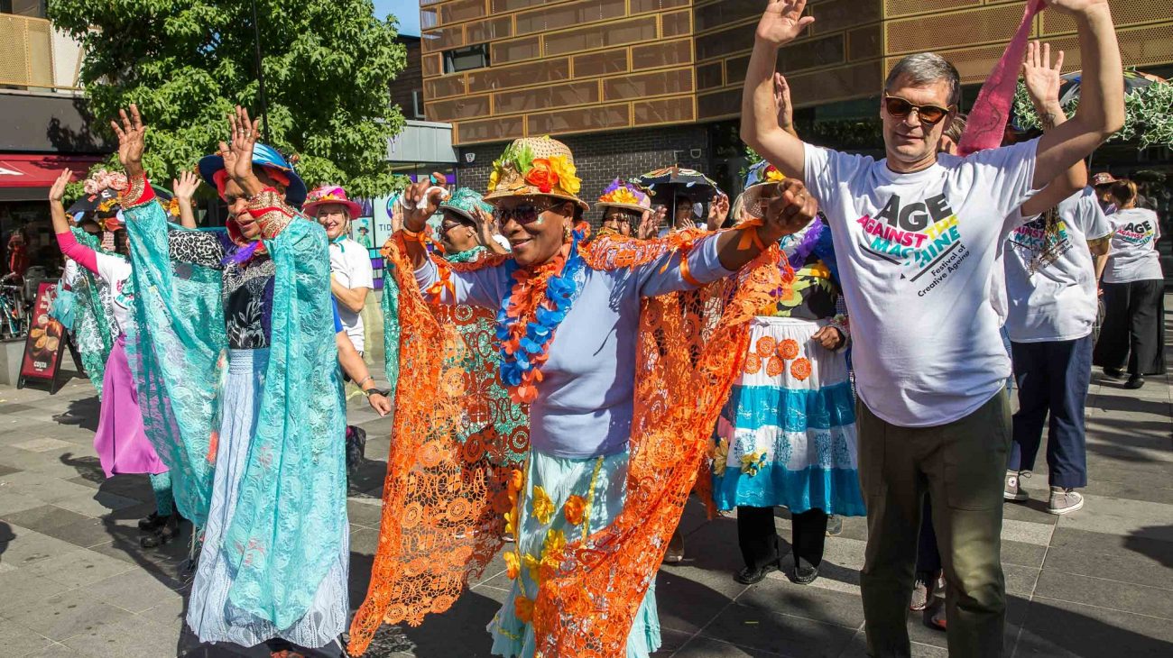 Parade in Deptford as part of Age Against the Machine festival. Photo Roswitha Chesher. 