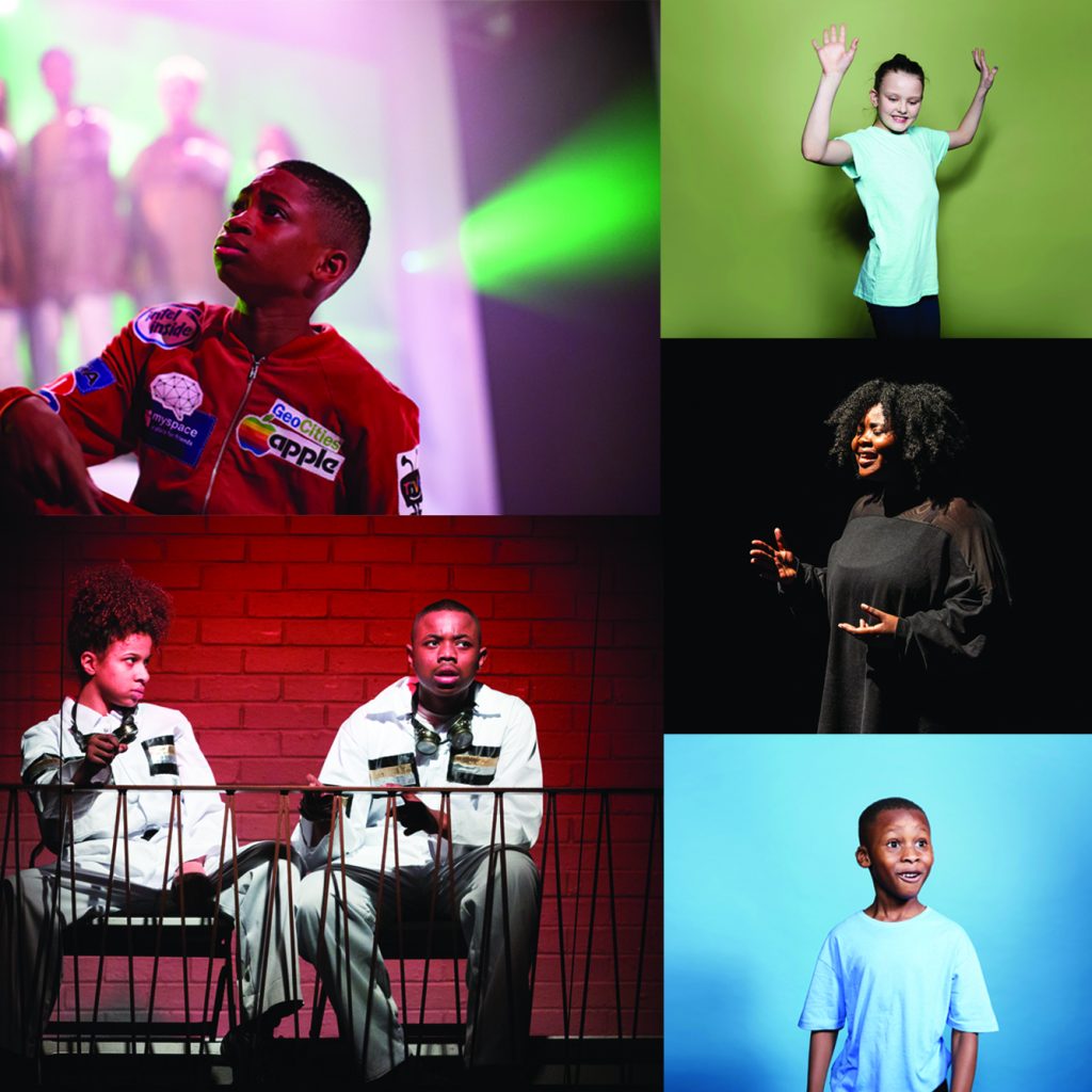 A montage of images of young people performing.