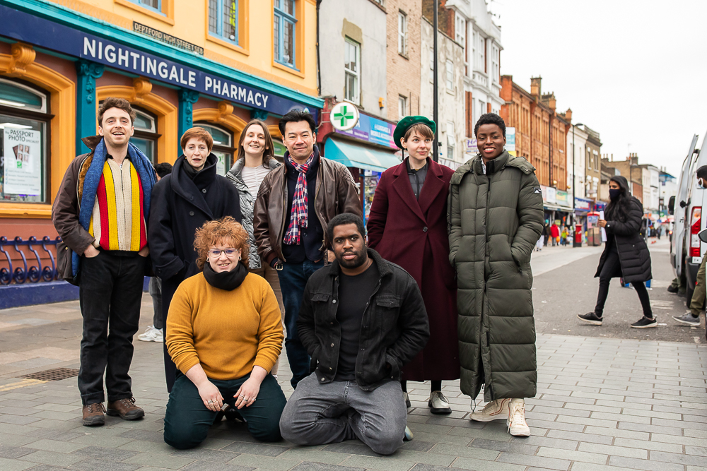 Albany associate artists smiling on Deptford High Street