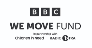 BBC We Move Fund logo - below says 'In partnership with Children in Need and Radio 1Xtra'