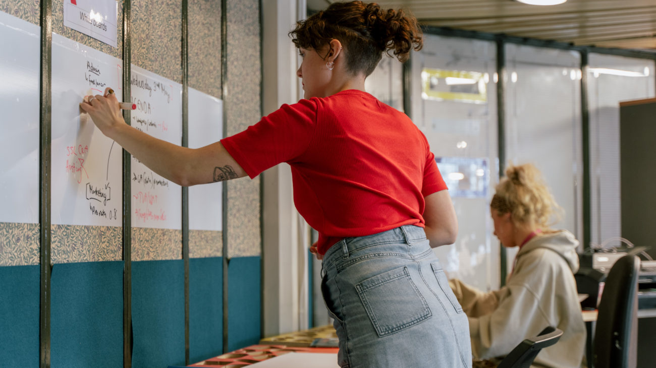 White boards and messy desks